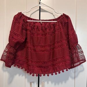 Tularosa Alexa Red Maroon Lace Off-Shoulder Top size‎ S